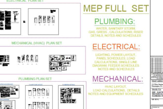 draw stamp your mep drawing, USA architecture, city permit using autocad, revit