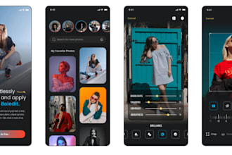 create a photo editing app, video editing app, ai image generator