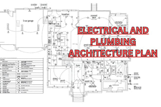 design electrical plan, hvac and plumbing drawing autocad draft for home house