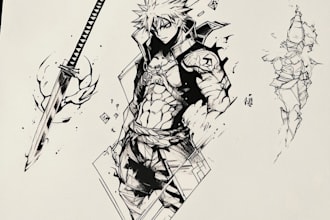 make custom tattoo anime into geometric design for you