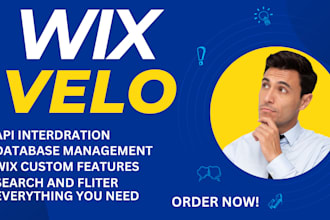 develop and customize wix website with wix code, wix velo, database