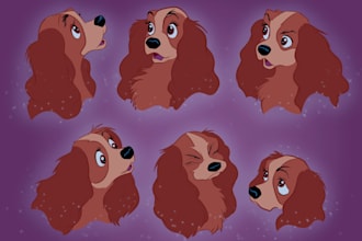 draw your dogs or any pets into disney cartoon portrait