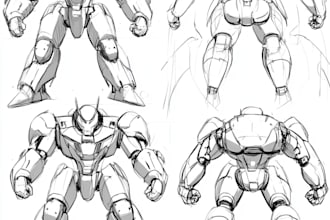 draw high quality robot, mecha concepts