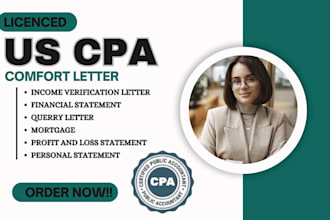 prepare financial statements, US CPA comfort letter,  attestation, balance sheet