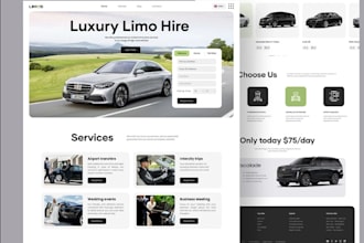 design professional car rental, taxi booking website, limousine, car dealership