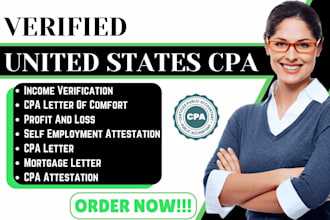 get you US CPA letter CPA comfort letter CPA verification letter profit and loss