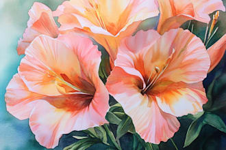 create watercolor realistic flowers painting
