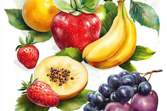 draw watercolor and digital fruits for your logo
