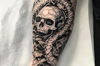 create sleeve tattoo design in geometric style