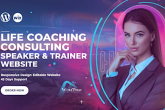 develop a life coaching, consulting, speaker, and trainer website