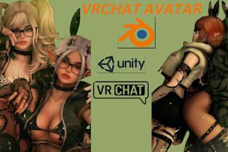 create custom vrchat avatar, vrchat, 3d furry avatar, 3d model, anime, vrc, nsfw