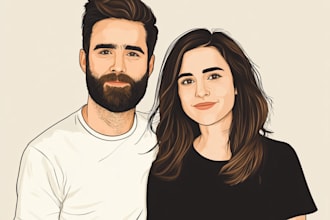 draw couple portrait illustration from photo
