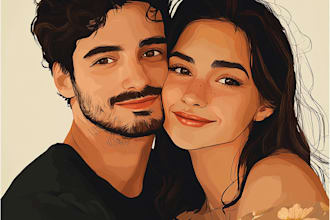 draw couple portrait illustration from your photo
