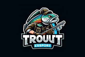 design trout cartoon, and character mascot logo with new concept