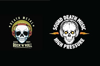 design custom podcast music skull logo