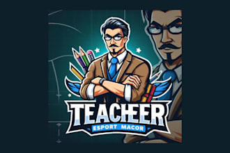 do teacher cartoon, and character mascot logo with free source file