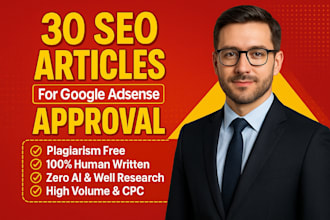 write 35 seo friendly articles for google adsense approval