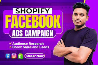 setup shopify facebook ads, instagram ads, social media marketing