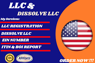 do us llc registration, dissolve llc formation, close ein, itin number, s corp