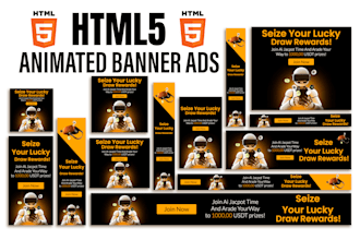 design animated HTML5 banner, HTML banner ads, and web banner google ads