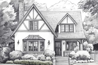 pencil or watercolor sketch your house