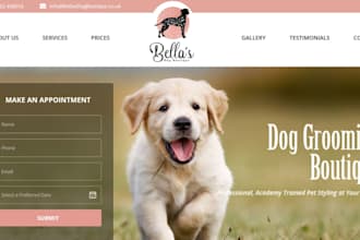 design dog walking, pet sitting, dog training, pet care, dog grooming website
