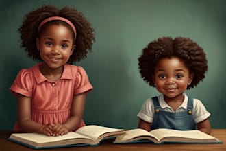 hand drawn african american children book illustration