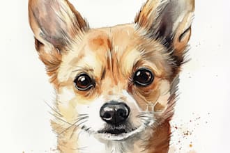 draw watercolor pet portrait