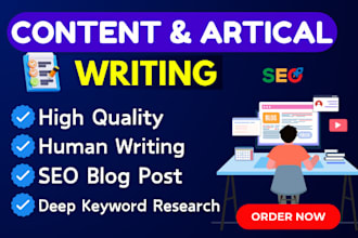 do seo article writing, content writing and blog post writing