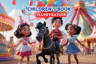 draw 3d children book illustration bible storybook design child story book cover