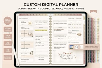 etsy digital planner, hyperlinked planner, etsy digital product, digital journal