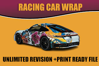 do professional racing car livery, vehicle wrap, sports car wrap designs