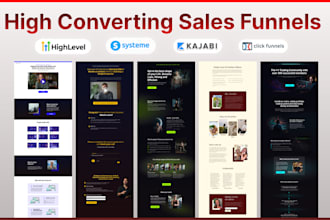 build a sales funnel in clickfunnels, kajabi, ghl, go highlevel or systeme io