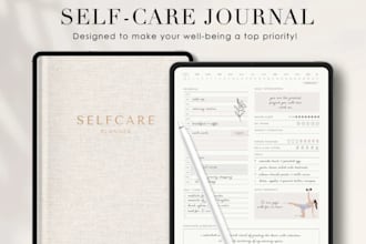 design digital journal, daily manifestation, self care journal, any using canva
