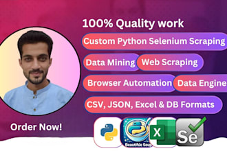 create automated bots, web scraping and browser automation using selenium scrapy