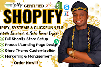 design shopify store, zipify, clickfunnels, systeme io, shopify landing page