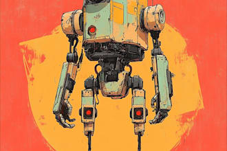 custom futuristic mecha robot character illustration art