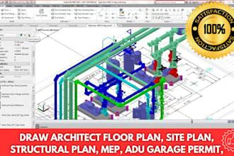 draw architect floor plan, site plan, structural plan, mep, adu garage permit,