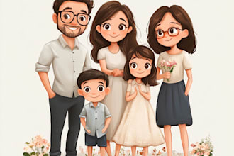 draw a minimalistic vector portrait for your family