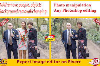 professional add object remove people,clean up,replace the background retouching