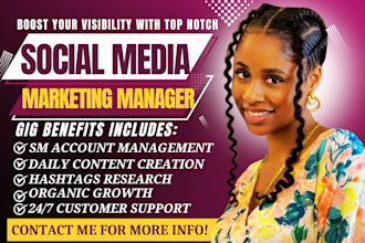 be your social media marketing manager tik tok content creator instagram manager