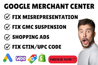 fix google merchant center suspension, fix gtin, misrepresentation, shoping ads
