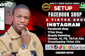 setup facebook shop, tiktok shop, instagram shop or tiktok ads campaing