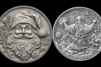 do 3d coin model, 3d bas relief, 3d metal coin, 3d character model for printing