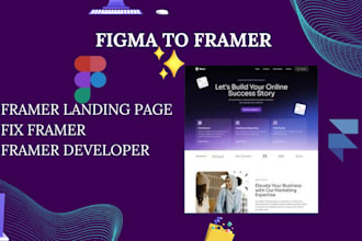 be your developer for framer website, fix figma to framer landing page