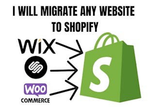migrate wix, squarespace, woocommerce to shopify store
