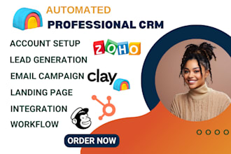 setup clay com, apollo io, hubspot, zoho crm, and workflow automation