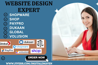 design your website via shopware jtl global shop volusion zeoy paypro dukaan