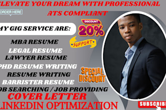 write professional legal resume lawyer MBA attorney cover letter resume writing