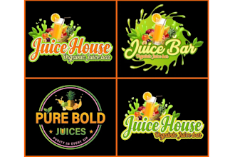 do minimalist juice bar, fruits, food, vegetable shop business logo design